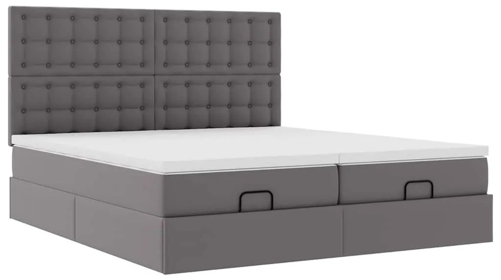 Cama otomana com colchões &amp; LEDs 180x200 cm couro artificial