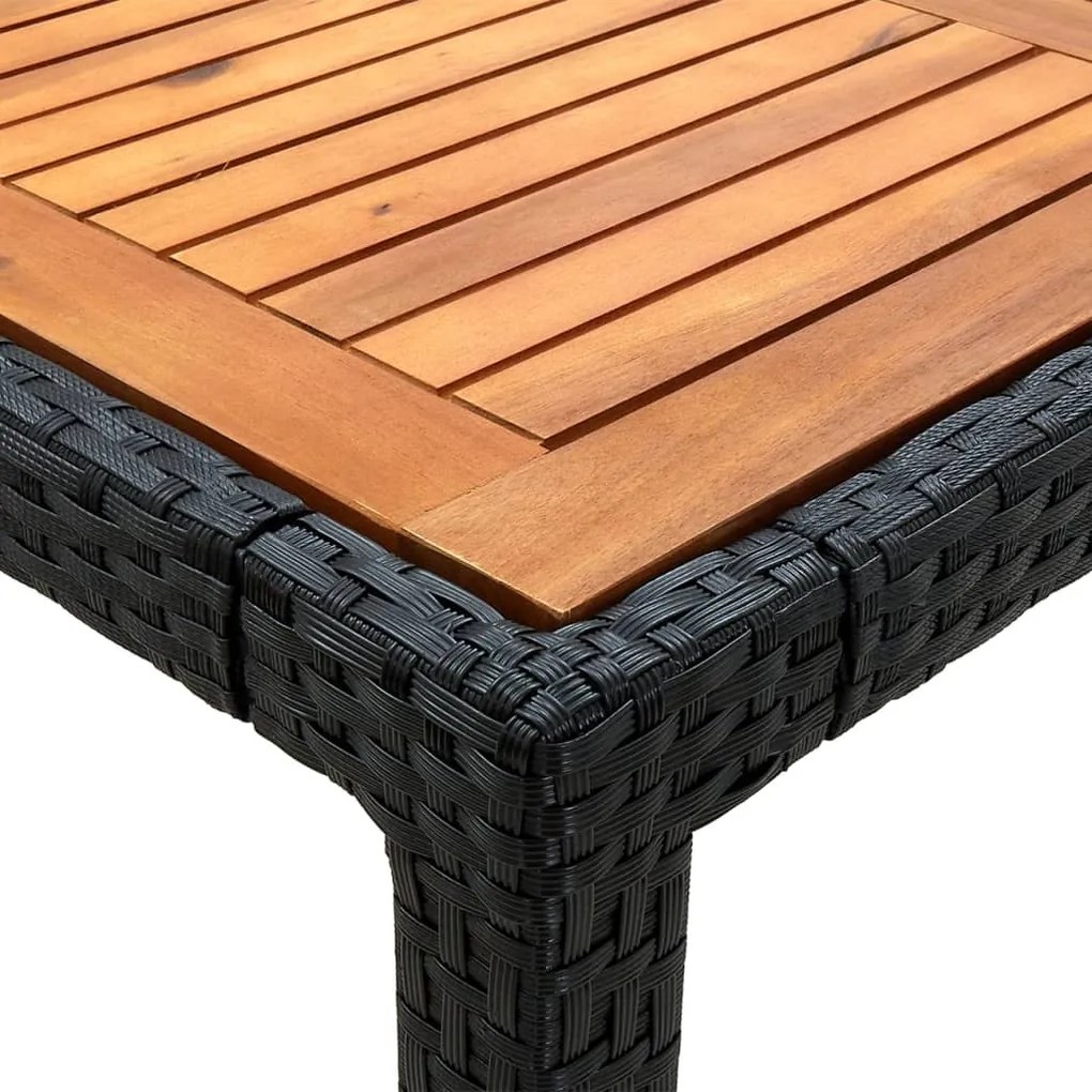 9 pcs conjunto jantar exterior com almofadões vime PE preto