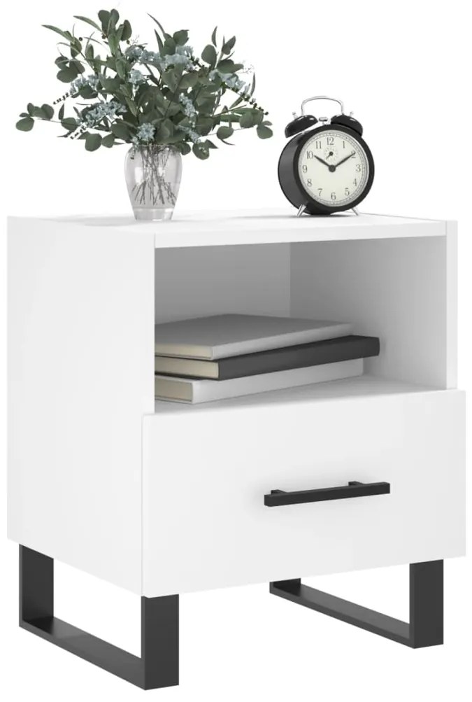 Mesas de cabeceira 2 pcs 40x35x47,5 cm deriv. de madeira branco