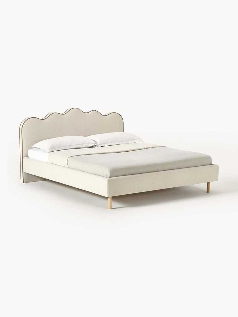 Cama estofada com cabeceira ondulada Romy