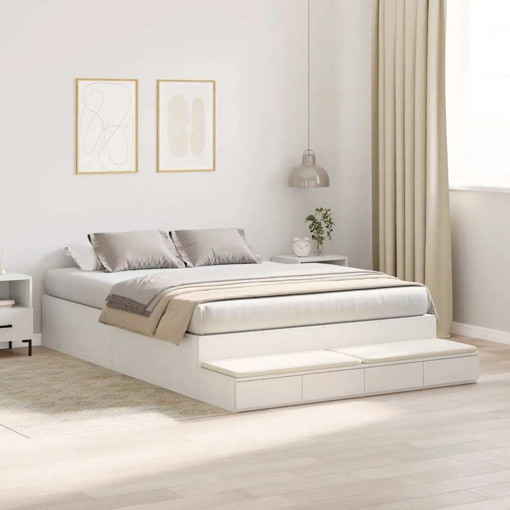 Estrado de Cama com Armazenamento Branco 140x200 cm