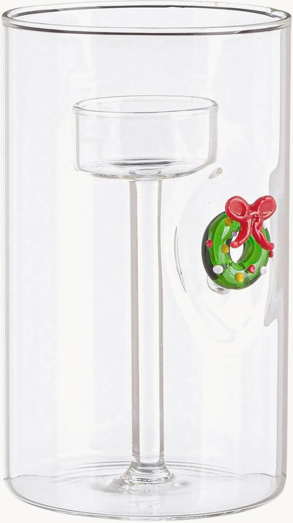 Castiçais de vidro Lavish Wreath, conjunto de 2