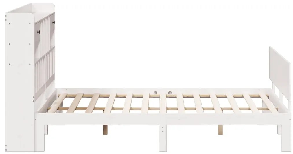 Cama com estante sem colchão 200x200 cm pinho maciço branco