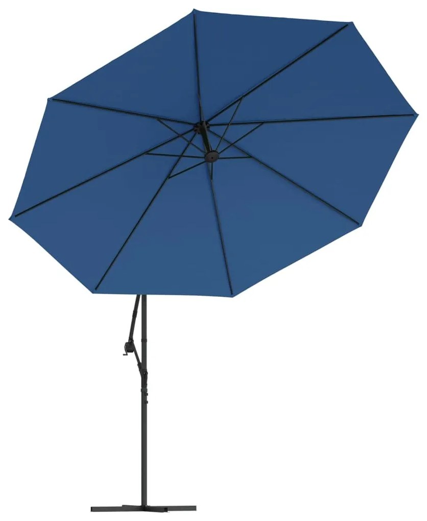 Guarda-sol de jardim cantilever c/ poste alumínio 350 cm azul