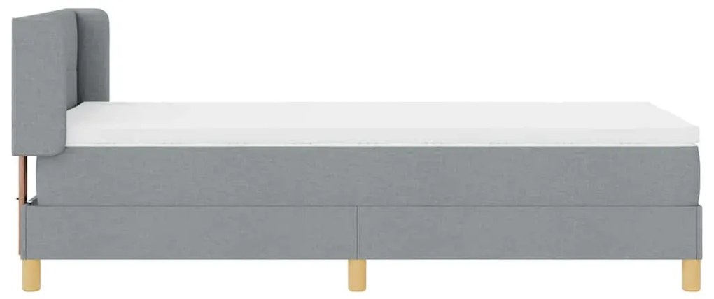 Cama Box com Colchão Cinza Claro, 100 x 200 cm, Tecido.