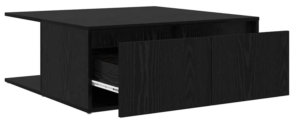 Mesa de centro com gaveta com armazenamento Carvalho preto 80 x 80 x 3