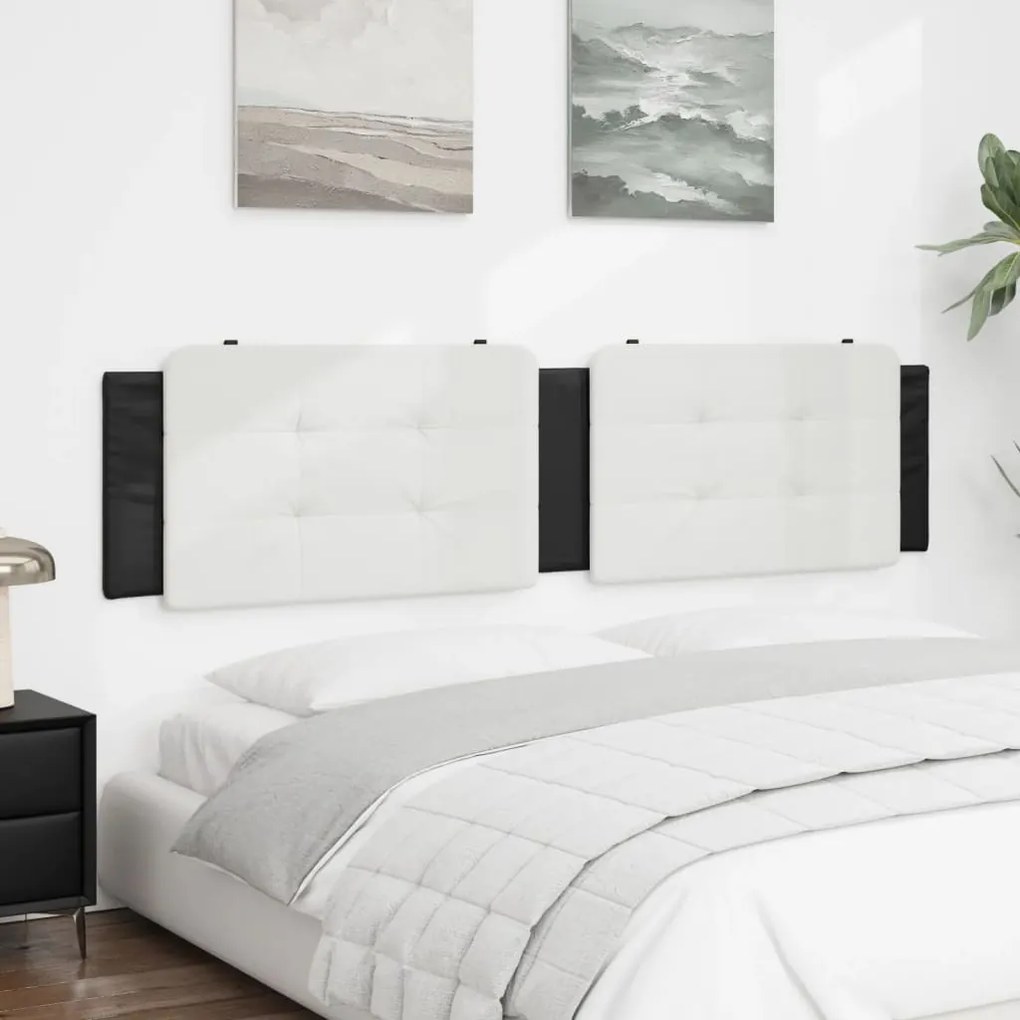 Almofadão de cabeceira 200 cm couro artificial preto e branco