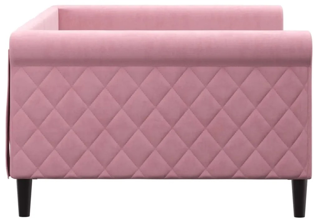 Sofá-cama 100x200 cm veludo rosa