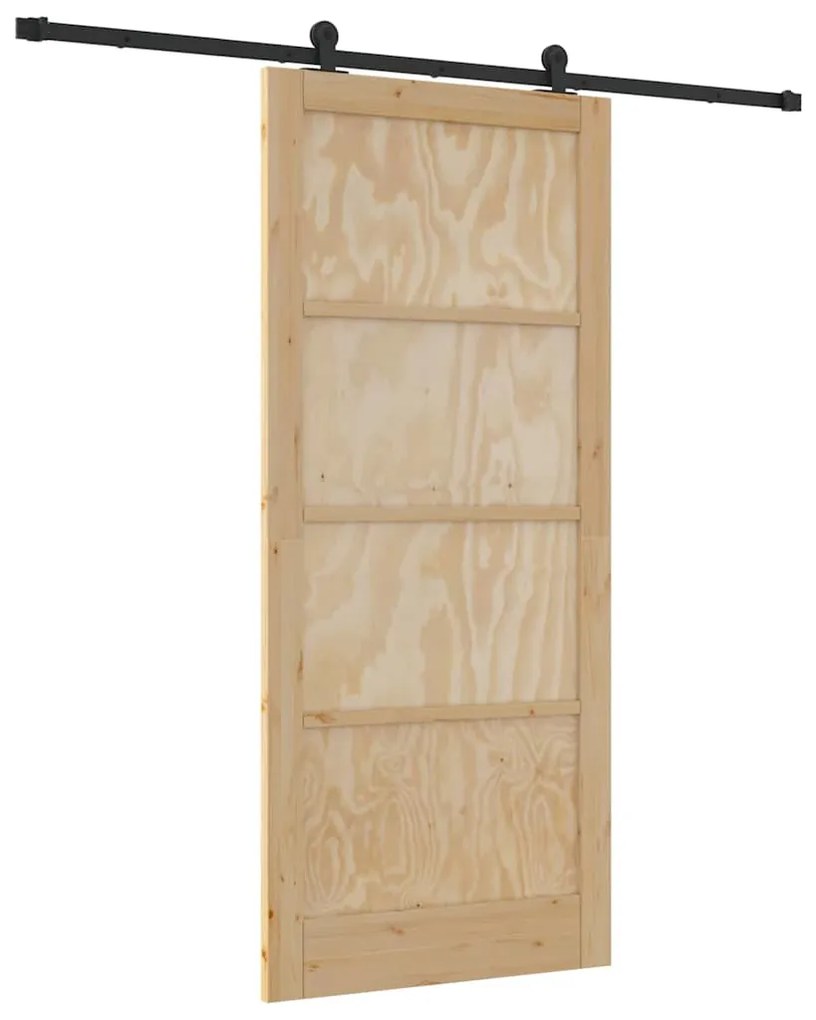 Porta Deslizante com Conjunto de Hardware 'ORKDAL'Madeira Maciça de Pi