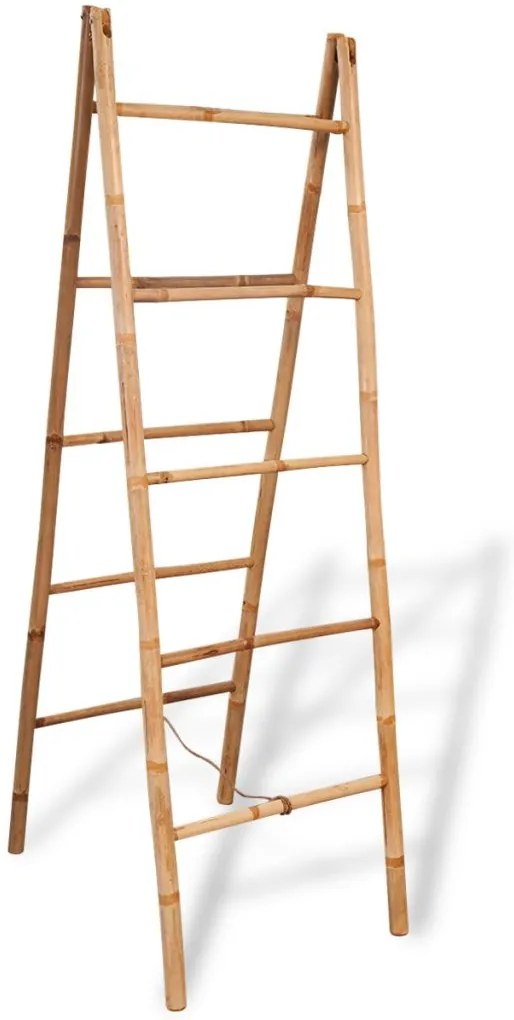 Escada toalheiro dupla com 5 degraus, bambu, 50x160 cm