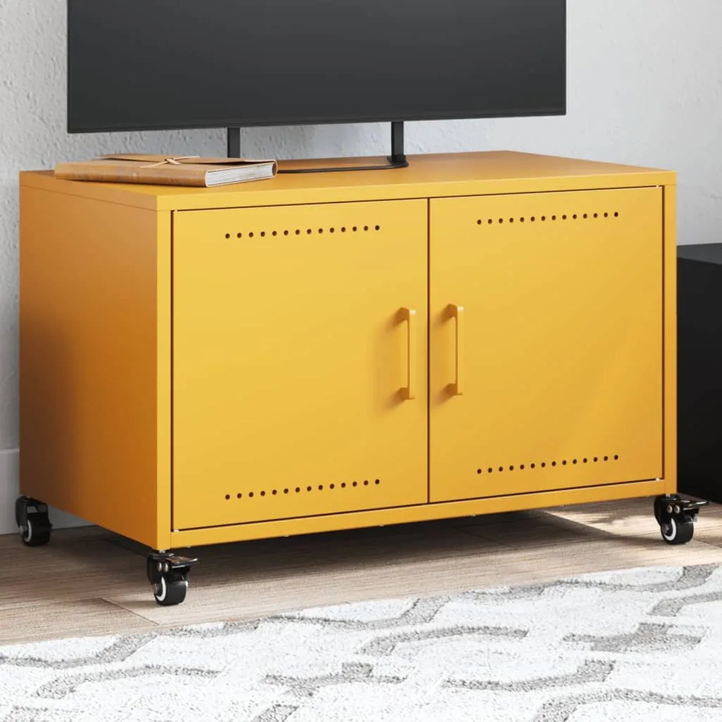 Móvel de TV 68x39x43,5 cm aço amarelo mostarda