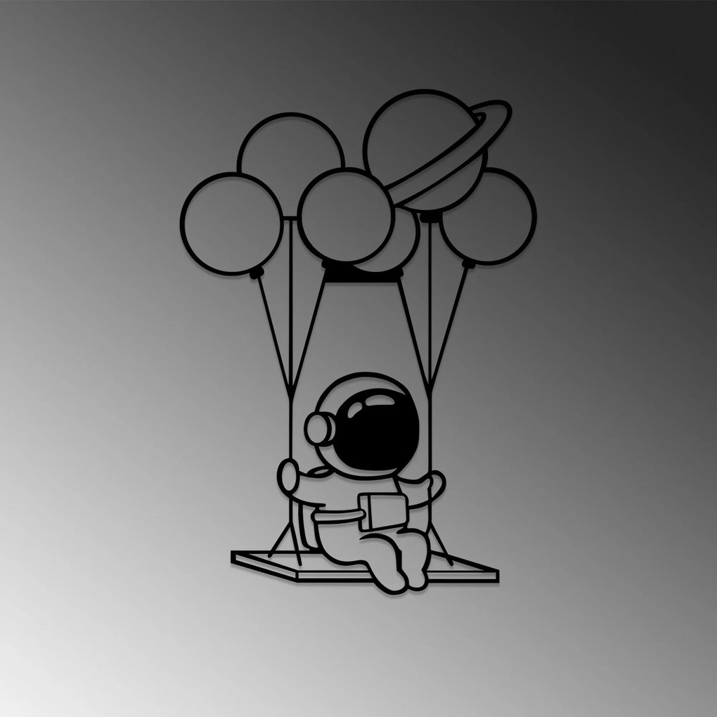 Acessório Decorativo de Parede em Metal Astronaut 1 – Preto – 44 x 70