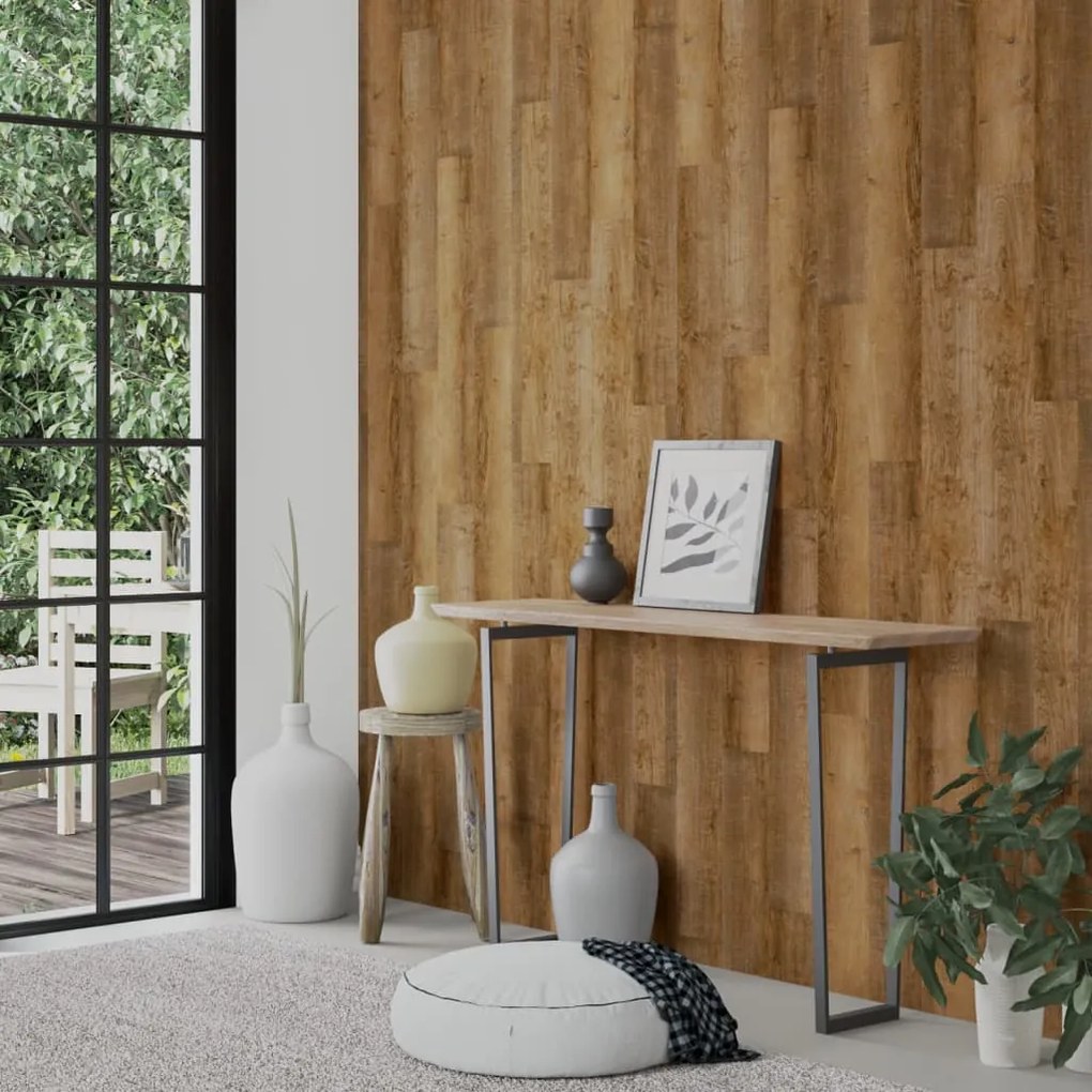 Painel de parede c/ aspeto de madeira 4,12 m² PVC castanho