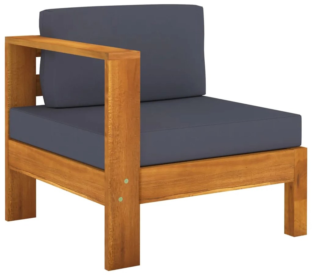 7 pcs conj. lounge de jardim c/ almofadões cinza-escuro acácia