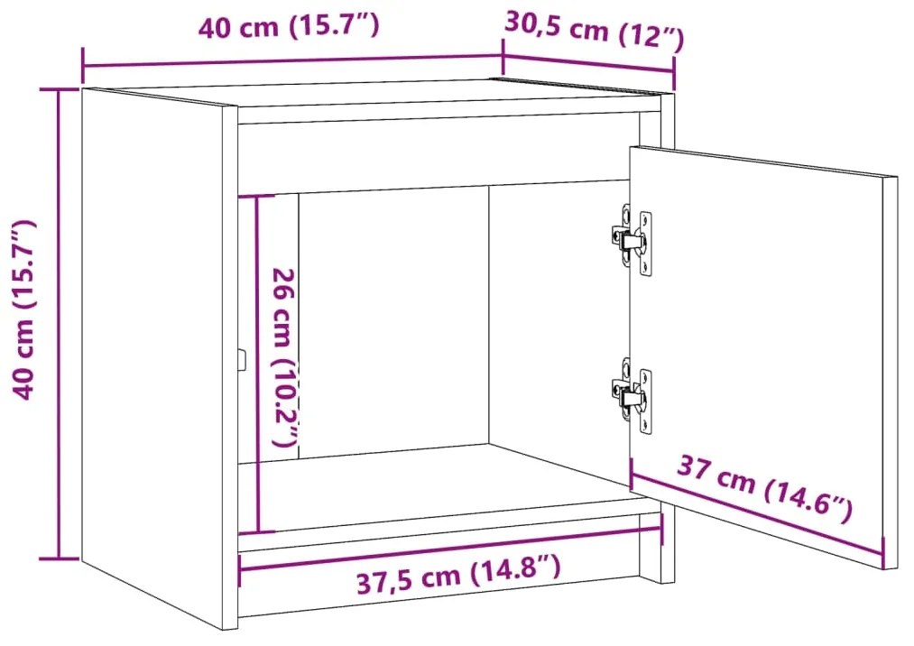 Mesa de cabeceira 40x30,5x40 cm madeira de pinho maciça branco