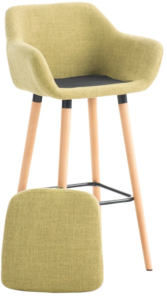 Banco de bar Grant em tecido e com estrutura de Cor Natural 55 x 99 x 46 cm Verde claro