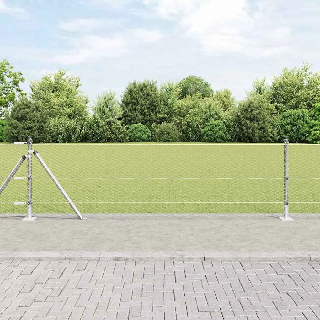 Cerca Hexagonal vidaXL 0,6 x 25 m Aço Galvanizado