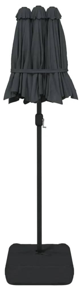 Guarda-sol jardim c/ cabeça dupla/luzes LED 316x240cm antracite