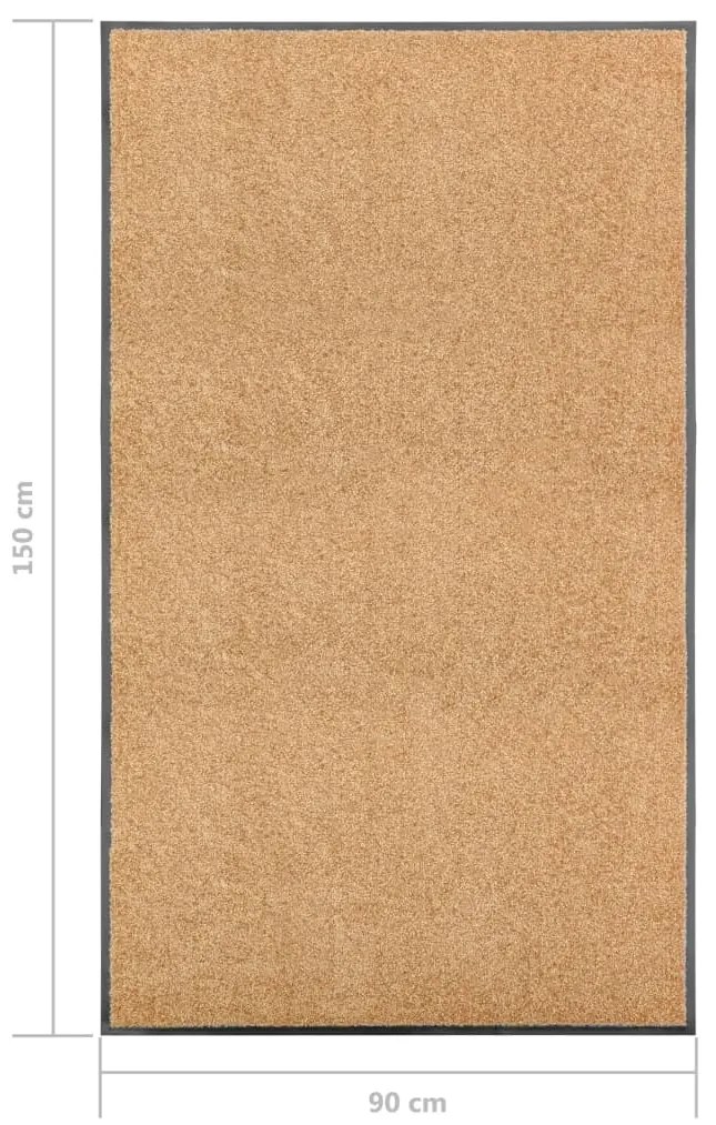 Tapete de porta lavável 90x150 cm creme