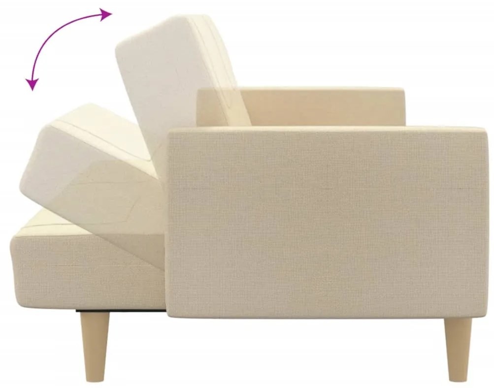 Sofá-cama de 2 lugares tecido cor creme