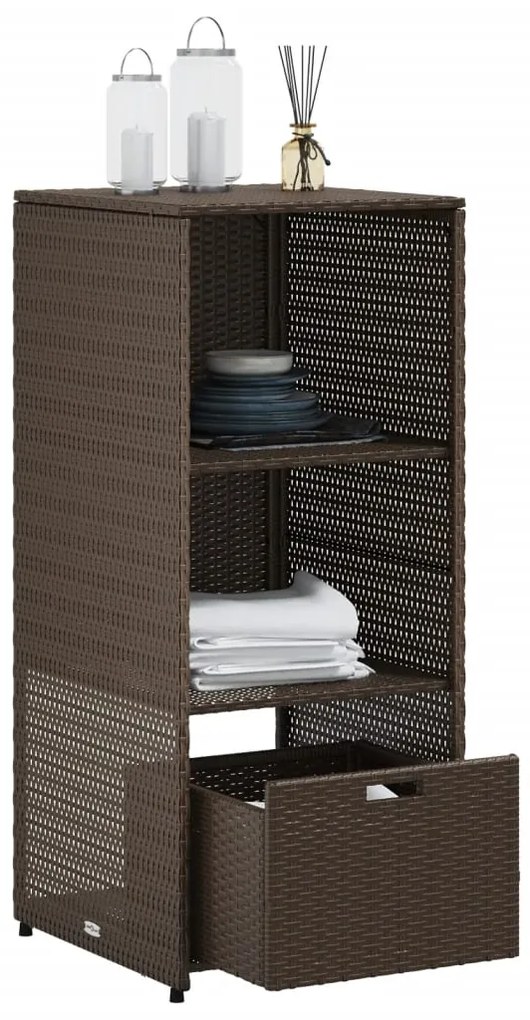 Armário de arrumação para jardim 50x55x115 cm vime PE castanho