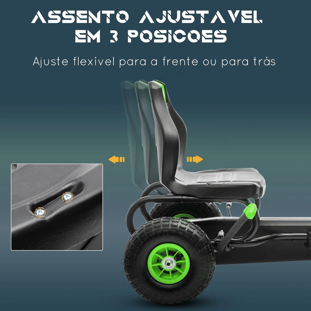 Kart a Pedais para Crianças 5-12 Anos Kart a Pedais Infantil com Assen
