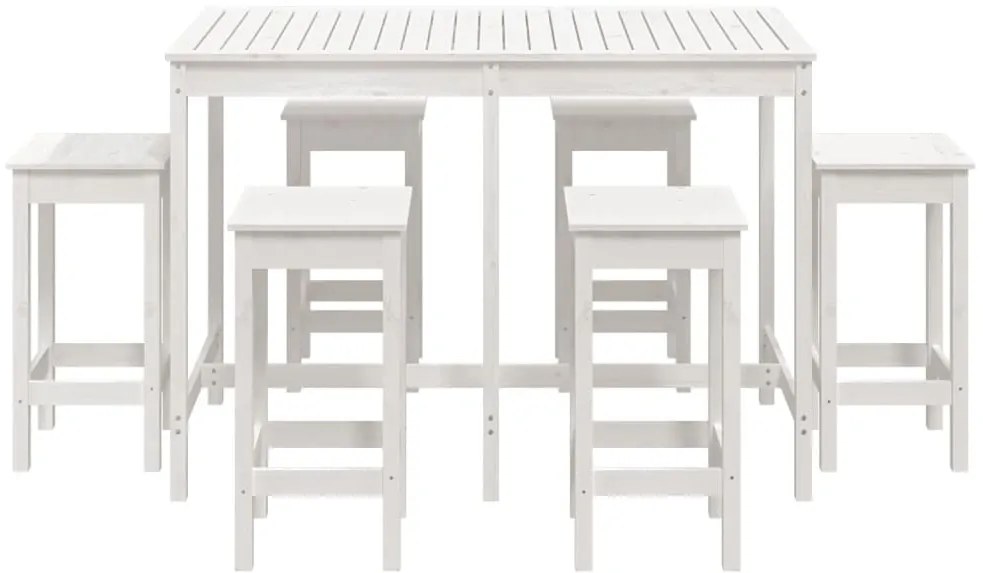 7 pcs conjunto de bar para jardim pinho maciço branco