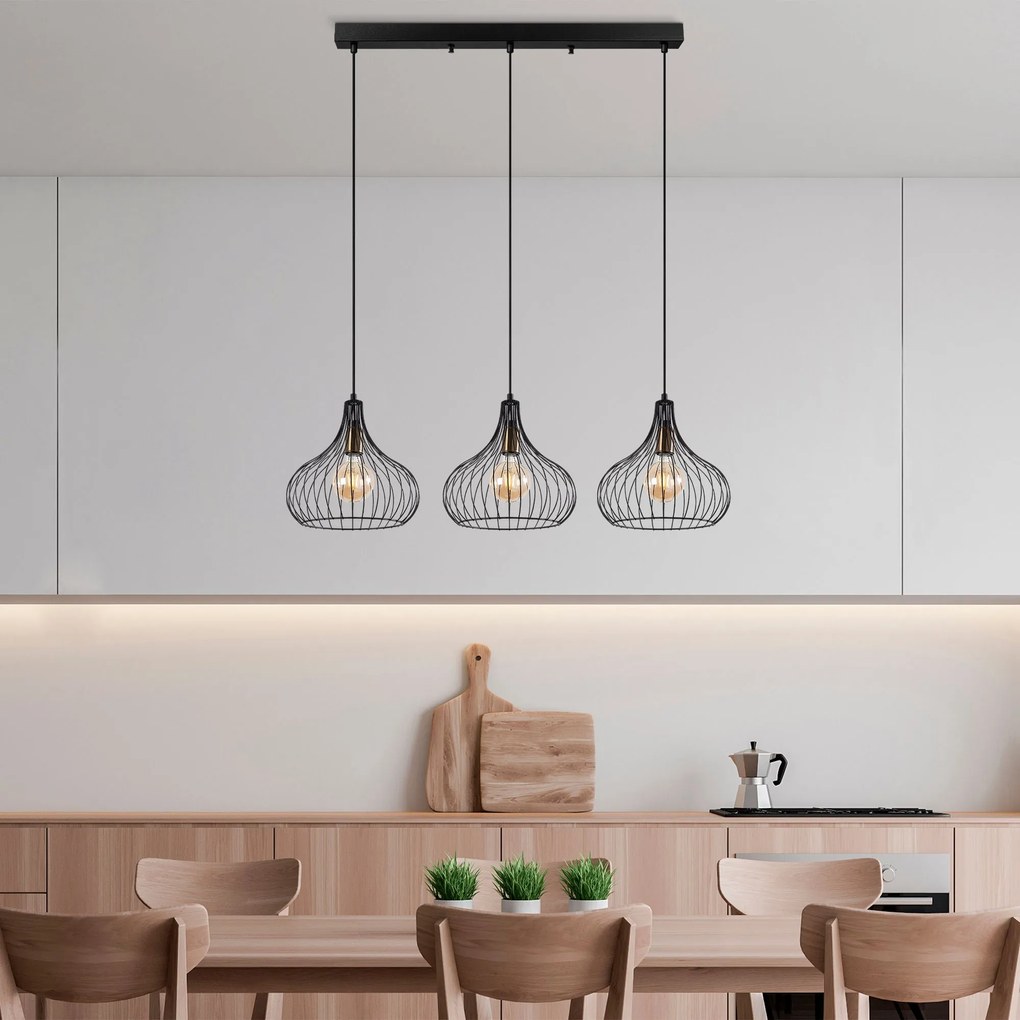 Candeeiro Suspenso Teldamla – Preto Antique – 76 x 22 x 120 cm