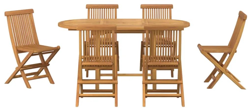 Conjunto de Jantar de 7 Peças Jardim Madeira Maciça Teca