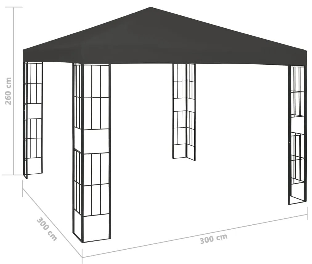 Gazebo com cordões de luzes LED 3x3 m antracite