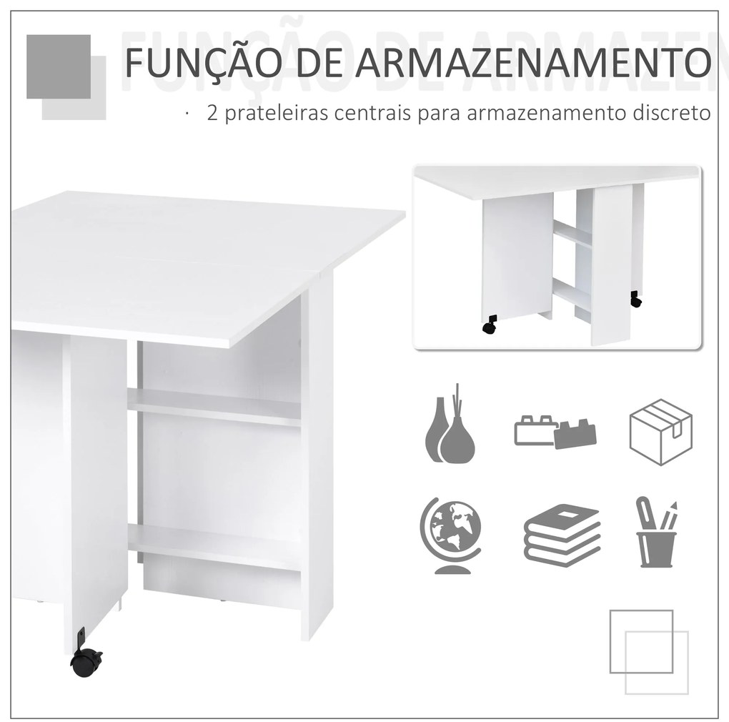 Mesa de Jantar Dobrável Atman - Branco - Design Nórdico