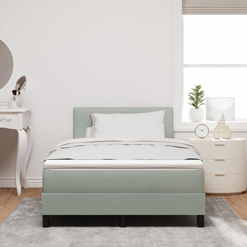 Cama Box com Colchão vidaXL Cinza Claro 120x200 cm Veludo