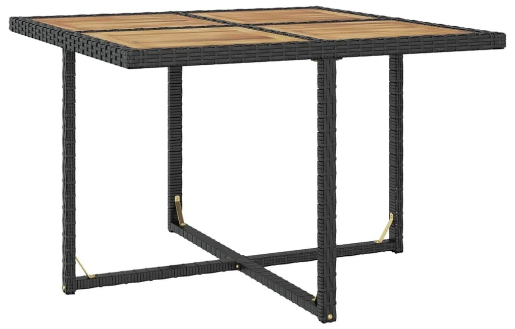 9 pcs conjunto jantar p/ exterior vime e madeira acácia preto