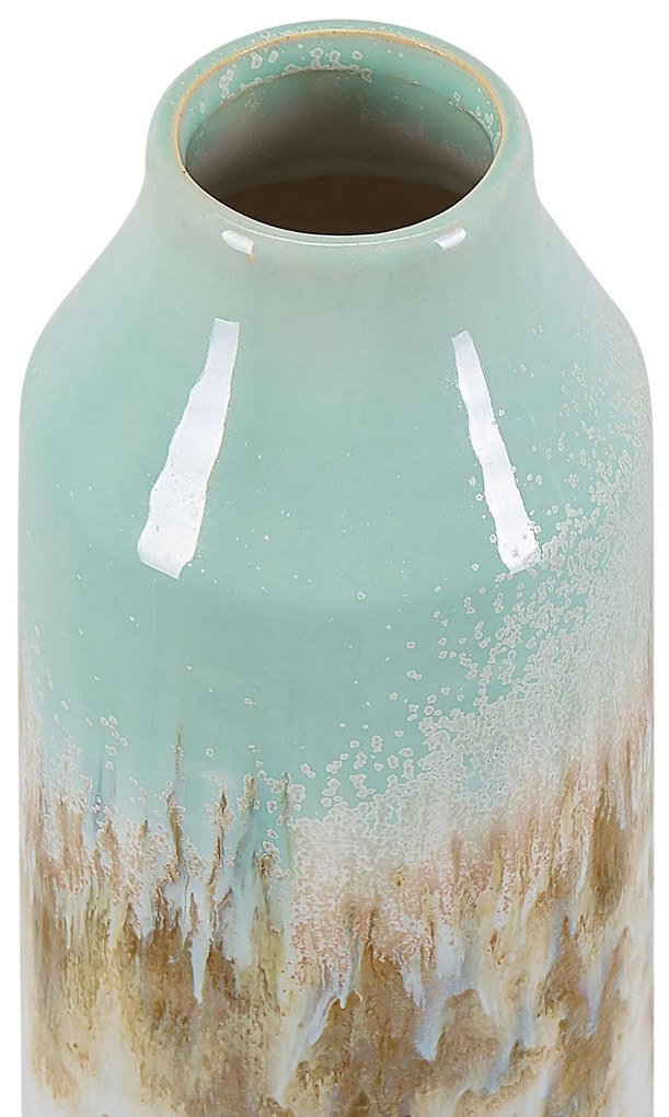 Vaso de cerâmica grés branca e azul 30 cm BYBLOS Beliani