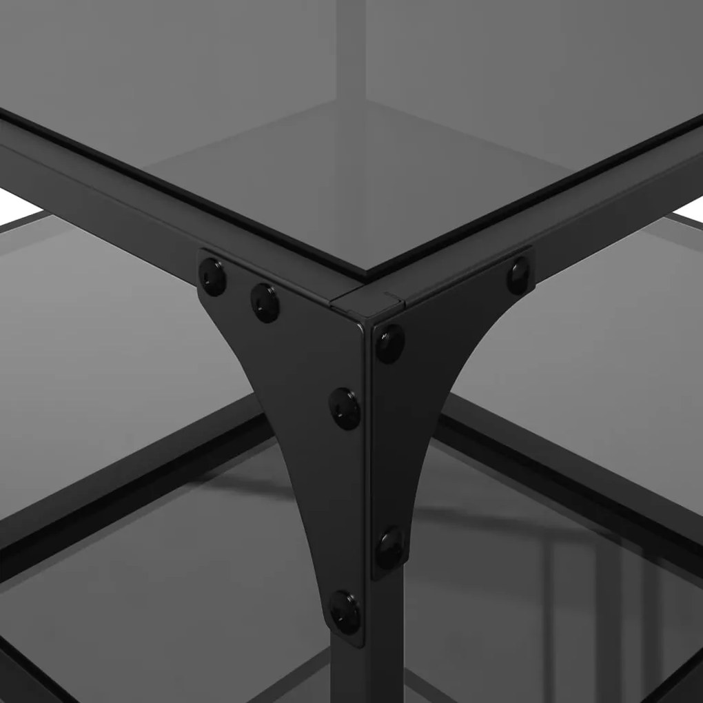 Mesa de centro com topo em vidro preto 50x50x45 cm aço