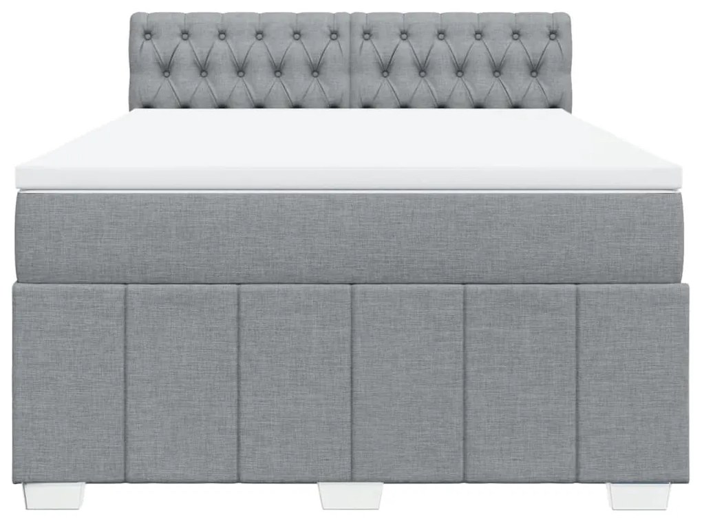 Cama com molas/colchão 160x200 cm tecido cinzento-claro