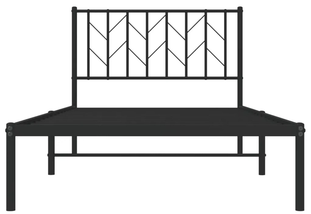 Estrutura de cama com cabeceira 100x190 cm metal preto