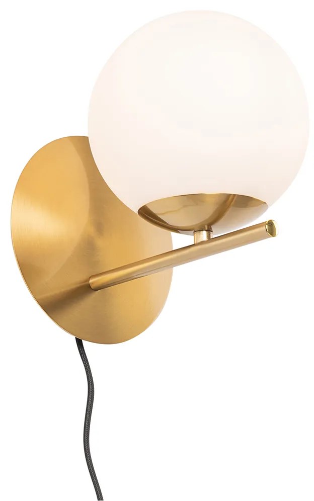 Candeeiro de parede Art Deco dourado e vidro opalino - Flore Design