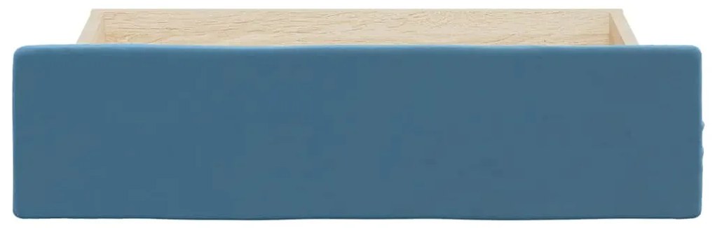 Gavetas de cama 2 pcs derivados de madeira e veludo azul