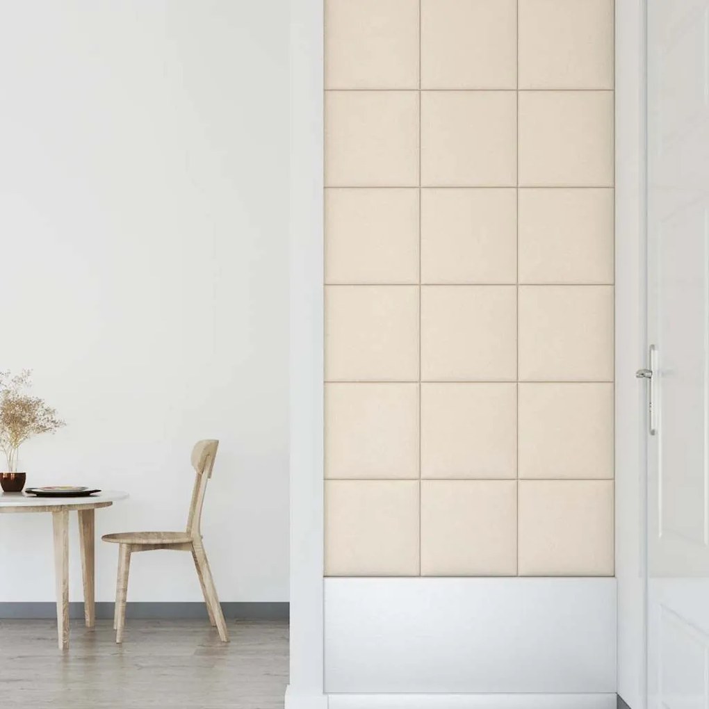 Painel de parede 12 pcs 30x30 cm veludo 1,08 m² cor creme