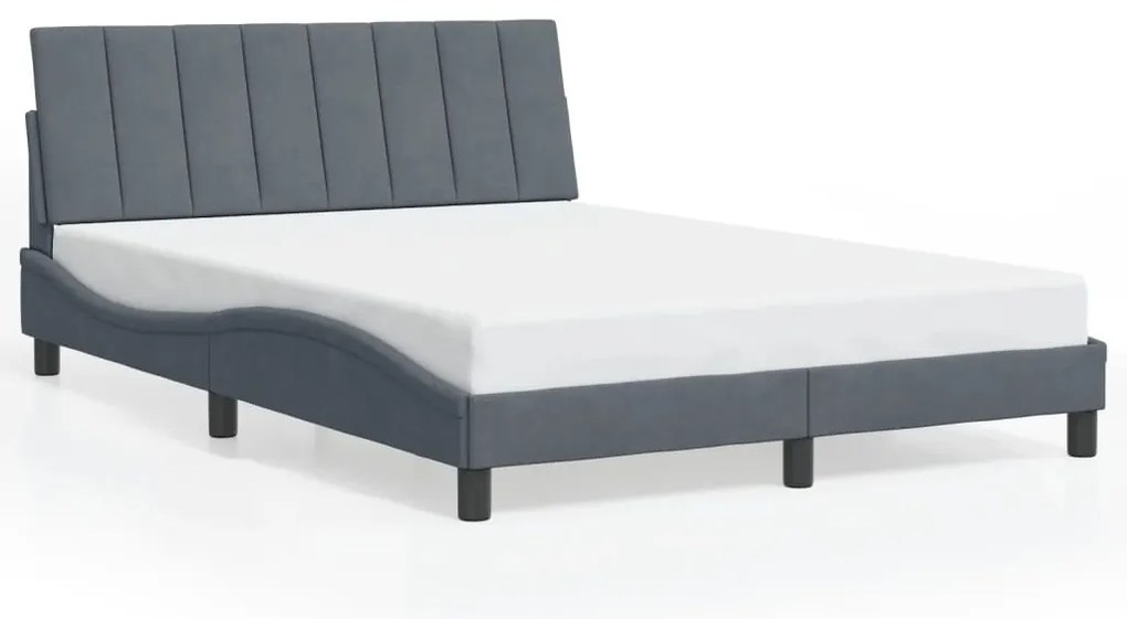 Estrutura de cama c/ luzes LED 140x190cm veludo cinzento-escuro