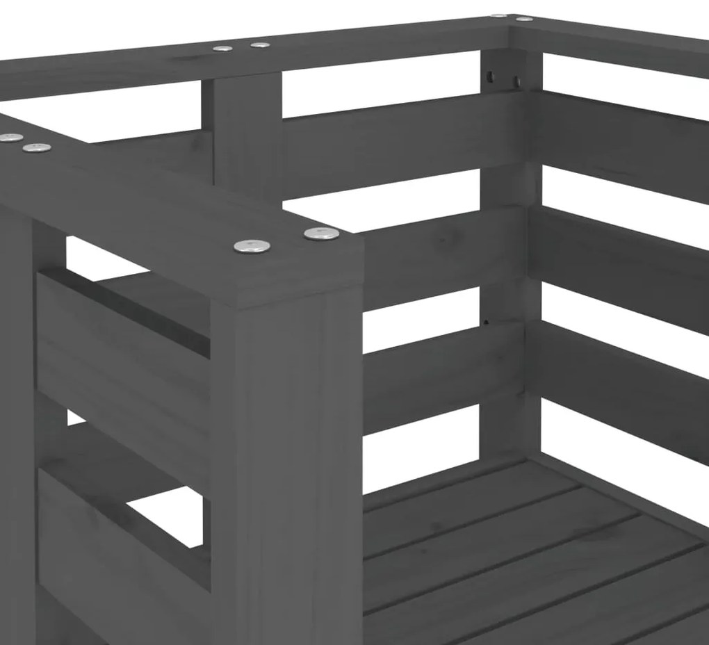 Cadeiras de jardim 2 pcs 61,5x53x71 cm pinho maciço cinzento