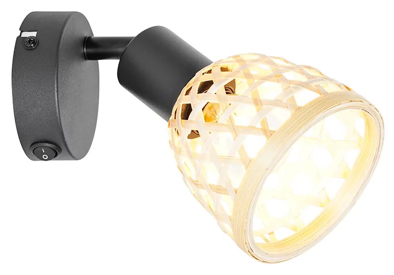 Projetores orientais pretos com bambu e interruptor - Rayan