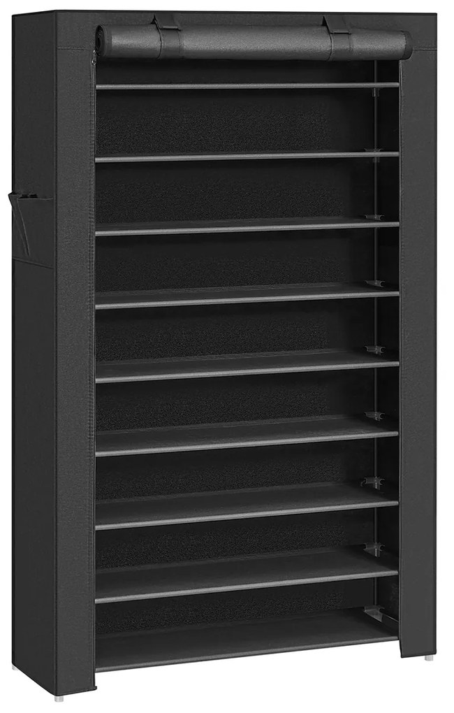 Sapateira tecido com tampa 88 x 28 x 160 cm preto