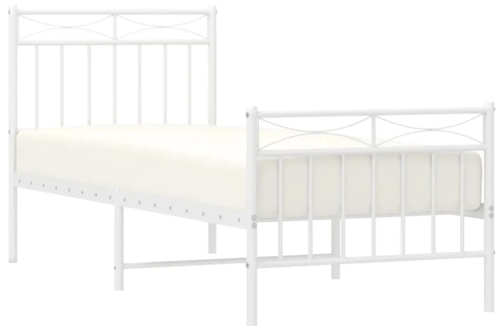 Estrutura de cama com cabeceira e pés 80x200 cm metal branco