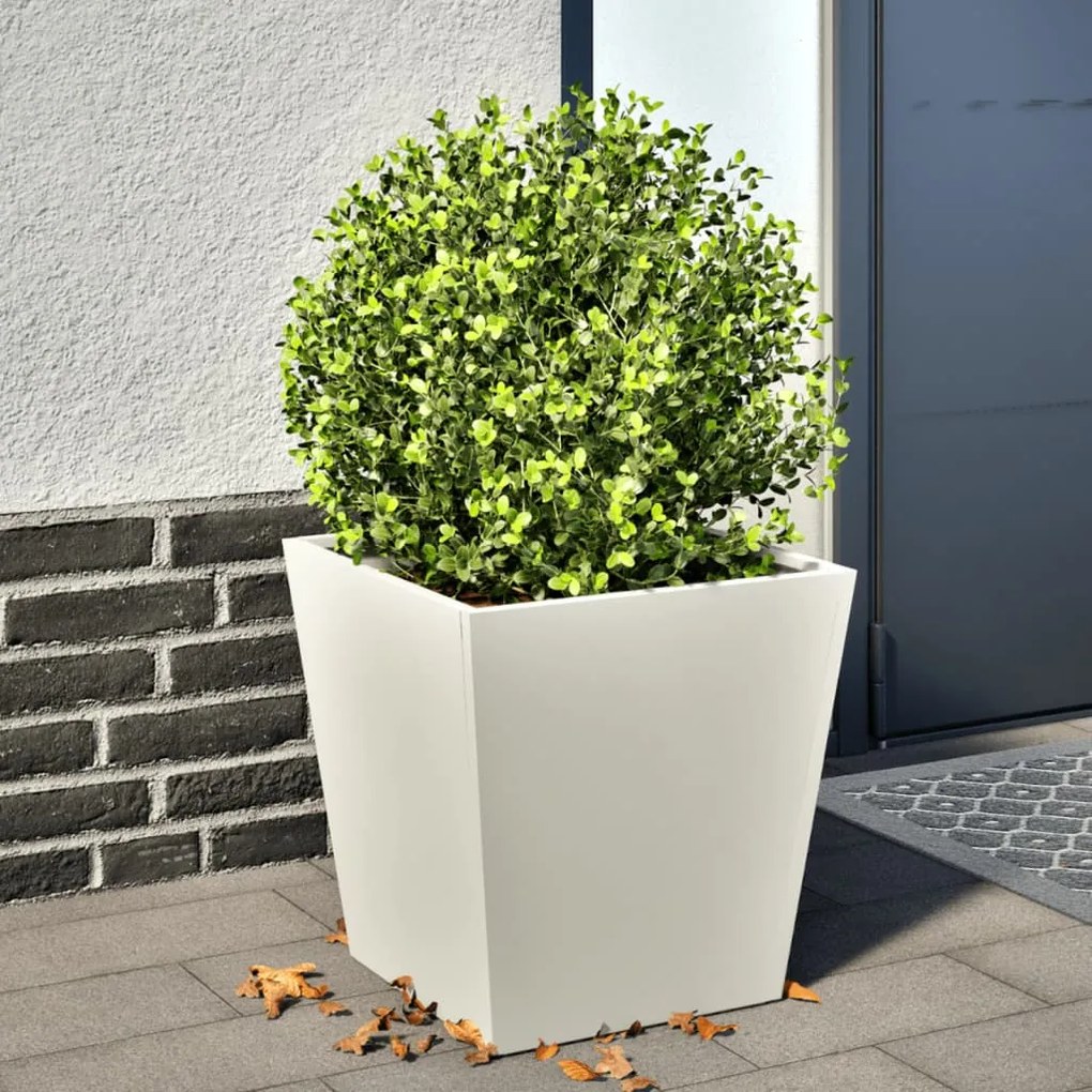 vidaXL Vaso/floreira de jardim 40x40x40 cm aço branco