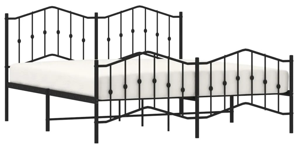 Estrutura de cama com cabeceira e pés 180x200 cm metal preto