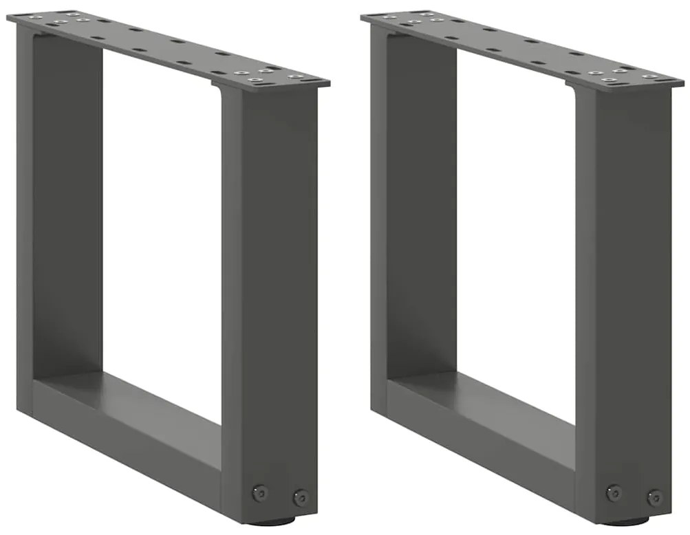 vidaXL Pés para mesa de centro em formato de U, 2 peças, antracite, 30x(30-31) cm, aço