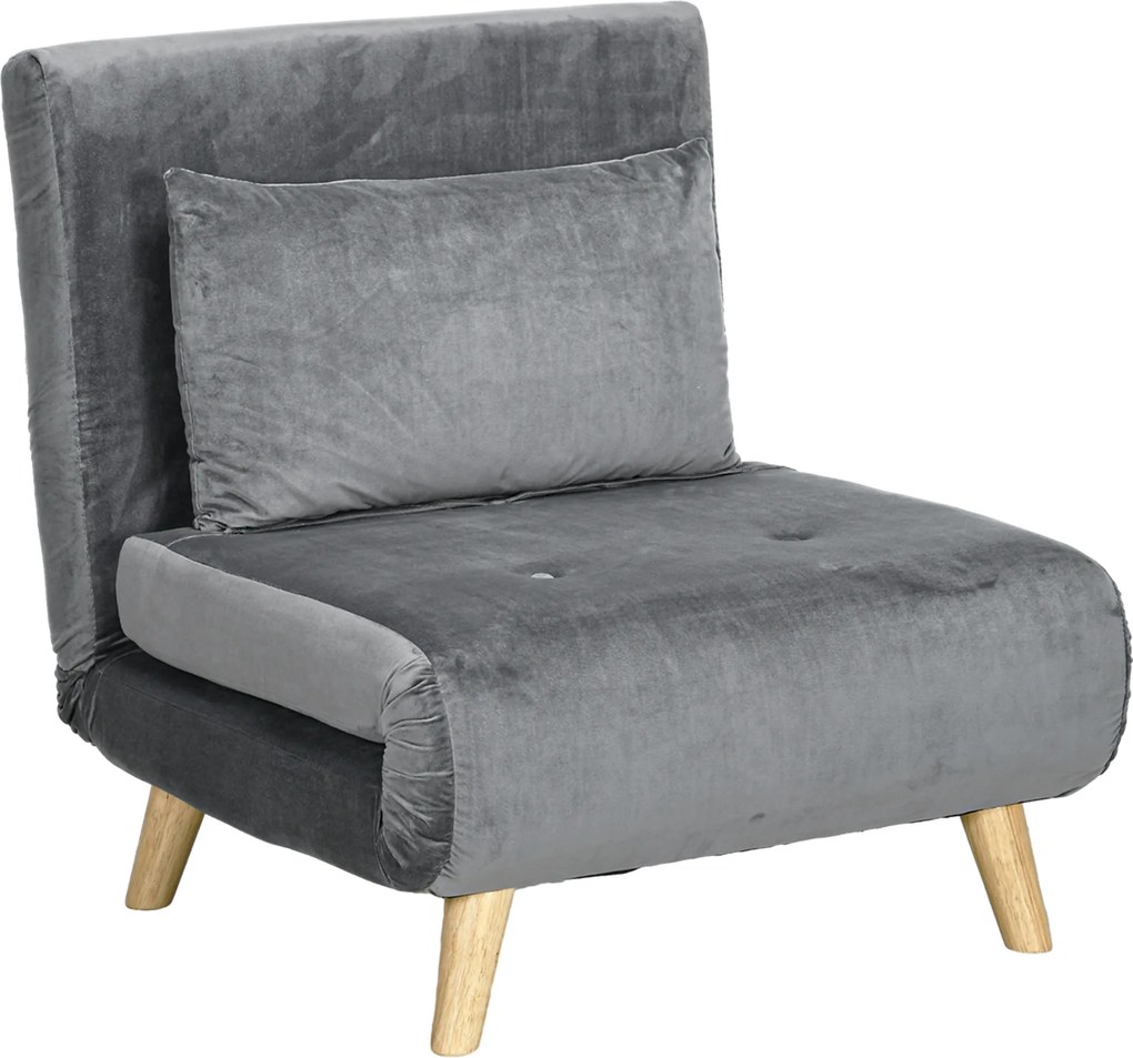 HOMCOM Poltrona 2 em 1, Poltrona Relax, Cama para hóspedes, 72 cm x 78 cm x 79 cm, Cinza | Aosom Portugal