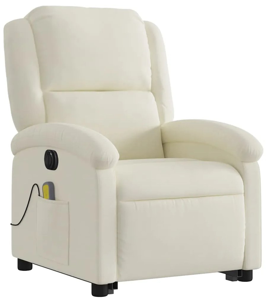 Poltrona massagens reclinável elevatória elétrica veludo creme